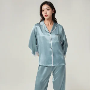 19MM 100% Mulberry Silk Sleepwear Pyjamas Lounge Set Real Silk Pajamas Set for Women Lace Trim Sexy Chemise PJS Nighty Nightwear - AliExpress Women's Sleep & Lounge