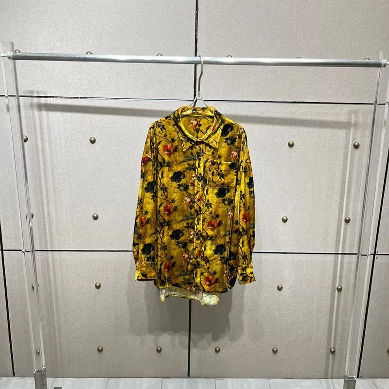 Women's Velvet Print Top Stylish Casual Oversized Shirt Long-Sleeve Collared Jacket Autumn New Arrival 2025 Y2K - AliExpress Shirts & Blouses