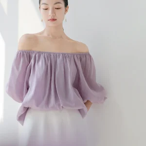 Ele Purple Bubble Sve Silk Blouse Women's Faionable Vintage INS Sle Yuann Casual Chic Summer irt - AliExpress Shirts & Blouses