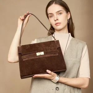 Light luxury leather underarm bag women's retro style suede cowhide commuting high-end sense large-capacity tote bag - AliExpress Women's Handbags