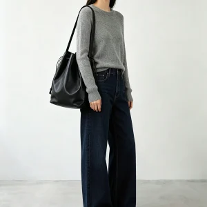 Fashionable Minimalist Top Layer Cowhide Leather Single Shoulder Tote Bag Women's Commuter Bag Underarm Bucket Bag - AliExpress Women's Handbags