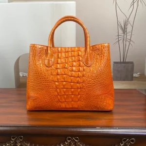 New Women Fashion Orange Crocodile Genuine Leather Bag Casual Totes Handbag Office Ladies Elegant Single Shoulder Crossbody Bags - AliExpress Women's Handbags