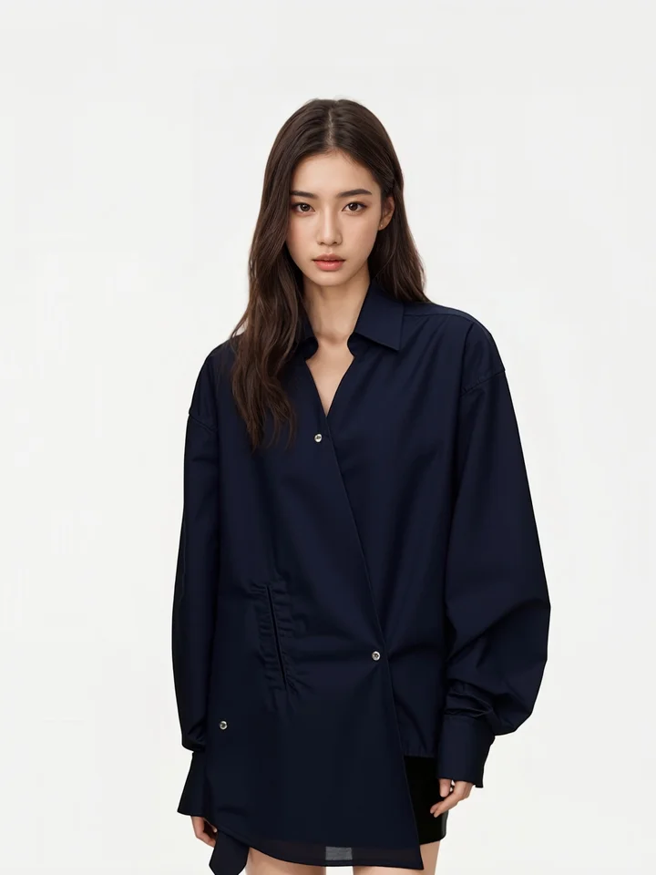 Loose Fit V-Ne Casual irt BW Lazy Sle Loose Sensation Loose Cotton Long Sve Women's irt k Blue Casual irt - AliExpress Shirts & Blouses