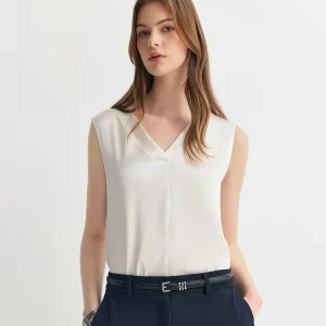 PRICH Satin V-neck Sleeveless Shirt Women's Fashionable Summer Glossy Top Suit Inner Wear Straight Cut Commute Style Polyeste... - AliExpress Shirts & Blouses