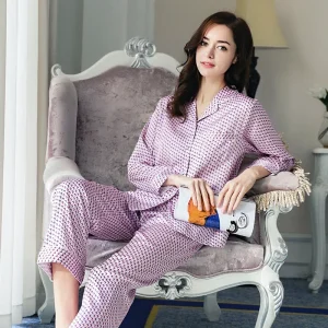 Women 6A 100% Mulberry Silk Pajamas Set Long Sleeve Long Pants Luxury Print Satin Sleepwear Ladies Casual Home Suit Loungewear - AliExpress Women's Sleep & Lounge