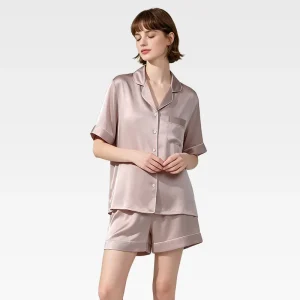 100% Natural Silk Women Pajamas Set 16 Momme Short Sleeve Button-Down Sleepwear Luxury Nightwear for Ladies Loungewear - AliExpress Women's Sleep & Lounge