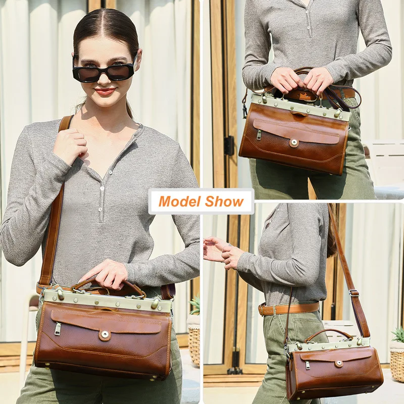 Full grain tree lamb leather multi-layer women's handbag high-end hardware lock real leather women's travel crossbody bag - AliExpress Women's Handbags