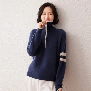 New Style Turn-Down Collar Drop Shoulder Cashmere Sweater for Women Loose Casual Half-Zip Base Shirt Inner Wear Sweater - AliExpress Sweaters&Jumpers