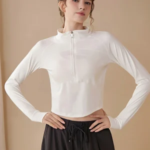 Women's Yoga Running Tight Fit Long Sleeve T-Shirt Fitness Sportswear Quick Dry Half Zipper Comfortable Breathable Sporty Style - AliExpress Shirts & Blouses