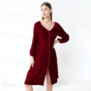 Silk Velvet Nightgown Women French Style Elegant Winter Sleepdress V-Neck Luxury Lounge Gown 100% Mulberry Silk Lined Nightdress - AliExpress Women's Sleep & Lounge