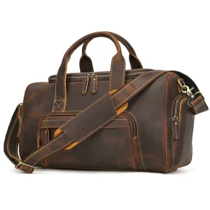Men's Leather Travel Retro Simple Luggage Versatile Fashion Fitness Handbag Cowhide Messenger Luggagebag Premium Portable Travel - AliExpress Travel Bags