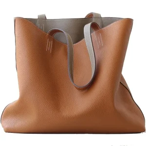 High Quality First-layer Cowhide Tote Bag Double-sided Real Leather Shopping Women's Bag Vintage Casual Portable Large Capacity - AliExpress Women's Handbags