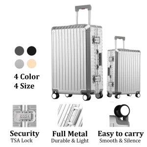 2026 Large Capacity Durable Luggage Sets 100% Aluminum Suitcase Wheels Women Girl Men Cabin Carry-On Boarding Travel 20/24/26/28 - AliExpress Luggage