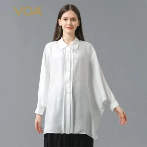 Fashion Batwing Sleeve Silk Jacquard Blouses Autumn New White Polo-Neck Casual Tops Loose Single-breasted Women Shirts BE819 - AliExpress Shirts & Blouses