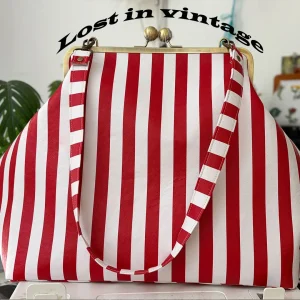 Lost in Vintage Super Big Bag 35x30x20cm Support Customized Purse with Bronze Antique Metal Frame Clutch with Strap Striped Bags - AliExpress Women's Handbags