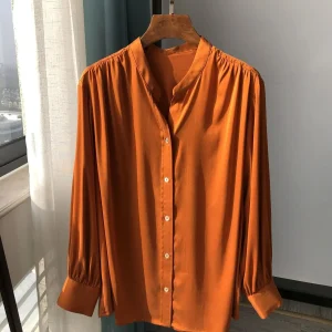 Oversized 23 Momme Luxury Silk Shirt Slouchy Lantern Sleeve Sand-Washed 100% Mulberry Silk Blouse Women's Shirts Office Lady Top - AliExpress Shirts & Blouses