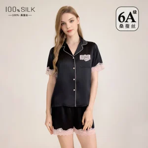 2026 New Women's High End Short Sleeved Silk Pajamas Set 100% Mulberry Silk Lounge Wear French Style XL Size Summer Spring  Cozy - AliExpress Women's Sleep & Lounge