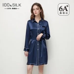 Women's French Style Long Sleeve Silk Chemise Dress Elegant Collar Sleepwear Luxury Comfortable Home Dress - AliExpress Women's Sleep & Lounge