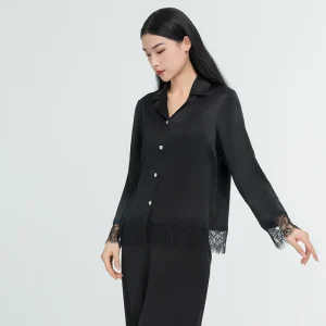 22mm Silk Pajamas Set Women's Lace Trim Turn Down Collar Breathable Luxury Summer Sleepwear Loungewear 2026 - AliExpress Women's Sleep & Lounge