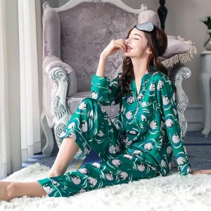 Floral Print Silk Pajamas for Women Long Sleeve Long Pants Autumn Winter 100% Mulberry Silk Sleepwear Set Luxury Loungewear PJs - AliExpress Women's Sleep & Lounge