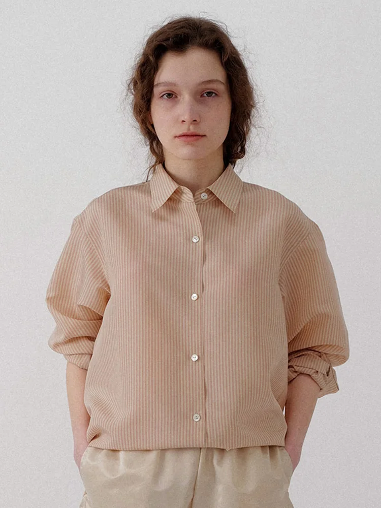Summer New Women's Casual Thin Sunscreen Striped Shirt Korean Style Loose Fit Long Sleeve Regular Length Button Closure - AliExpress Shirts & Blouses