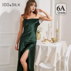 Women's Summer Sexy 100% Mulberry Silk Camisole Nightgown Swinging Collar 19mm Heavy Silk Slit Perfect Outdoor Wear XL Size Cozy - AliExpress Women's Sleep & Lounge