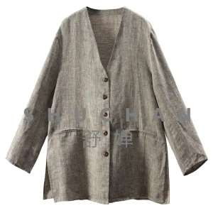 Old Money High Style French Cabinet High Quality 100 Yarn Linen V-neck Shirt Jacket Women's 49J5 - AliExpress Shirts & Blouses