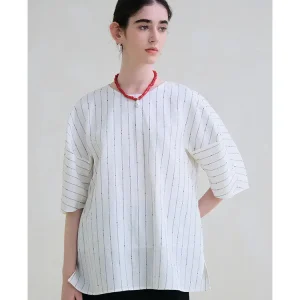 Ltyp Travel Original  Linen Stripe Shirt Casual Comfortable Women's Fashion Top Short Sleeve round Neck Loose Fit - AliExpress Shirts & Blouses