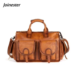 Top Handle Full Grain Cowhide Handbag Retro Style Unisex Large Capacity Leisure Tote Versatile Genuine Leather Crossbody Bag - AliExpress Women's Handbags
