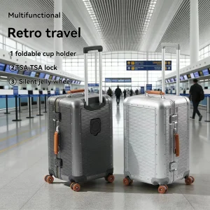 Hard Shell Retro PC Suitcase with Aluminum Frame – Silent Spinner Wheels, Large Capacity Travel Luggage for Men Women - AliExpress Luggage