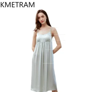 KMETRAM 19MM 100% mulberry silk Night Dress Sexy Built-in Bra Nightgowns Long Slip Dresses Summer Sleepwear Women Clothing 2026 - AliExpress Women's Sleep & Lounge