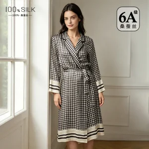 19 Momme 100% Pure Silk Printed Long Robe for Women Silky Sleepwear Ladies Elegant Nightgown Natural Pajamas Nightgown Bathrobe - AliExpress Women's Sleep & Lounge