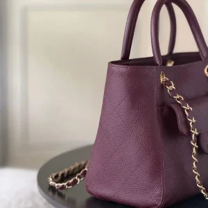 Burgundy Caviar Leather Diamond Quilted Tote Bag, Dual Top Handle Shoulder Bag with Detachable Two-Tone Gold Chain, Luxury Designer Inspired Fall Work Handba - AliExpress Women's Handbags