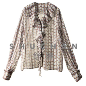 T Gentle Kill, Law G High-end Commuter Temperament Elegant Smart Lotus Leaf Collar Silk Shirt Women's 25G5 - AliExpress Shirts & Blouses