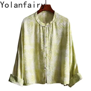 YOLANFAIRY High-end 100% Real Mulberry Silk Shirts Woman Clothing 2026 Spring Fashion Jacquard Shirt Womens Top Coat Elegant - AliExpress Shirts & Blouses