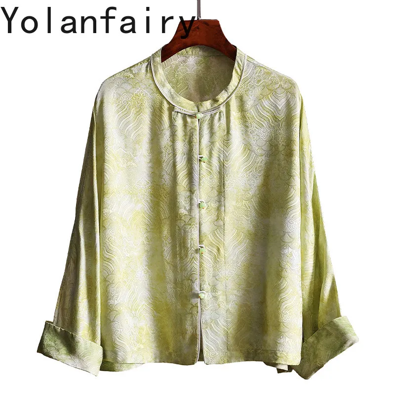 YOLANFAIRY High-end 100% Real Mulberry Silk Shirts Woman Clothing 2026 Spring Fashion Jacquard Shirt Womens Top Coat Elegant - AliExpress Shirts & Blouses