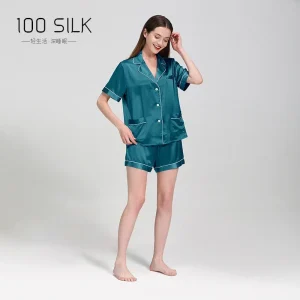25 Momme Silk Short Sleeve Shirt & Shorts Sleepwear 100% Mulberry Silk Casual Pajama Comfortable Home Loungewear Two Piece Set - AliExpress Women's Sleep & Lounge