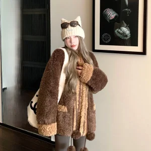 Loose Women's Suede Fur Inteated Jaet Autumn Winter Design Sense Lamb Fur Lazy Top Commute Sle Long Sve Warm Outerwear - AliExpress Sweaters&Jumpers