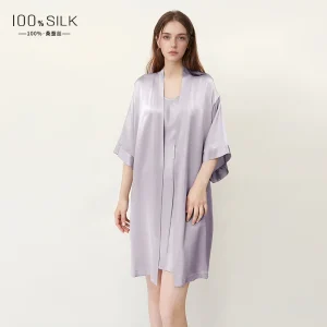V Neck 100% Mulberry Silk Wedding BathRobe Elegant Half Sleeve Bride Bridesmaid Dress Gown V Neck Kimono Chemise Nightwear Robe - AliExpress Women's Sleep & Lounge