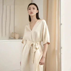 Luxury 19 Momme Silk Robe Nightgown Premium Mulberry Silk Bathrobe Luxury Loungewear Spring Summer Chemise Sexy Lingerie Dress - AliExpress Women's Sleep & Lounge
