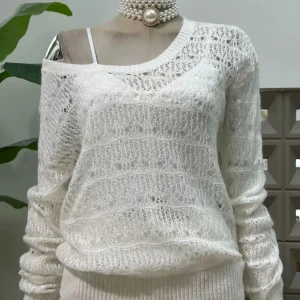 Fall New Y2K See-Through Lace Sweater Oversized Crochet Knit Top Sheer Mesh Long Sleeve Sexy Women‘s Pullover Fashion Trendy - AliExpress Sweaters&Jumpers