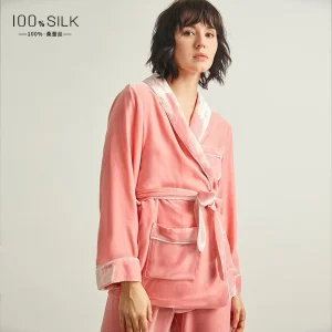 Women's Autumn Winter Silk Velvet Pajamas Set 100% Mulberry Silk Thickened for Warmth Perfect for Indoor and Outdoor Wear - AliExpress Women's Sleep & Lounge