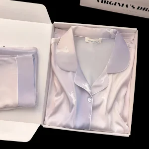 Luxury CAT Mulberry Silk Pajamas for Women, Long Sleeve Spring and Autumn Loungewear Set with Gift Box for Summer Outings - AliExpress Women's Sleep & Lounge