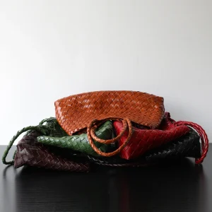 Ht Luxury Classic Full-Grain Leather Vegetable-Tanned Basket Hand-Woven Bag, Retro Versatile Crossbody Handbag - AliExpress Women's Handbags