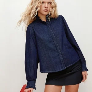 Spring Women's Casual Sle Cotton Denim irt with Pleats H&M 296667 Long Sve Button up Regular Fit Cotton irt - AliExpress Shirts & Blouses