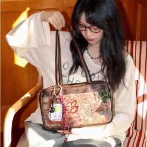 Daily New Commute Cartoon Graffiti Boston Bag Women's Large-capacity Portable Shoulder Bag Niche Splicing Original Bags Female - AliExpress Women's Handbags