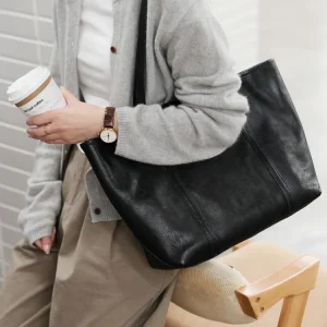 PNDME casual high quality genuine leather women's tote bag fashion weekend shoulder bag cow leather 14 inch laptop handbag - AliExpress Women's Handbags