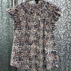 Loose Floral Lace Blouse with Pleated Sleeveless Hem Detail Summer Vintage Style Women's Premium Quality Polyester Blend - AliExpress Shirts & Blouses