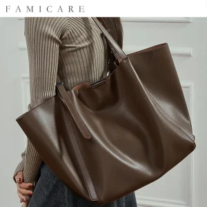 2025 New Top Grain Leather Spacious Totes Korean Style Shopping Pack Vintage Shoulder Bag Women Convertible Mommy Set Bag Trendy - AliExpress Women's Handbags