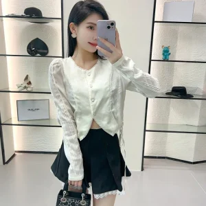 Retro Style round Neck Tie Dye Short Shirt Women's Top Spring Summer High Waist Commute Style Long Sleeve Button Closure - AliExpress Shirts & Blouses
